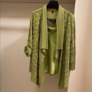 St. John Green Textured Cardigan